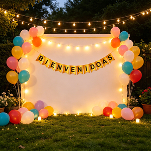 Guirnalda de Letras Doradas 'Bienvenidas' Hechas a Mano con Plástico Resistente, Color Negro, 14 Piezas, 4 Metros - Product Image 4