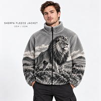 Veste d'hiver en polaire sherpa pour homme, fermeture éclair intégrale, motif animalier, manteau d'extérieur, fournisseur OEM ODM personnalisé pour les marques de vêtements