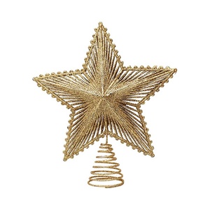 Décoration de sapin de Noël en forme d'étoile 3D en métal, étoile creuse à paillettes pour Noël - Product Image 5