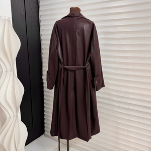 Nuovo Arrivo Autunnale: Elegante Cappotto <span class=keywords><strong>Trench</strong></span> in <span class=keywords><strong>Pelle</strong></span> PU da <span class=keywords><strong>Donna</strong></span> con Collo Grande e Lunghezza Media - Product Image 5