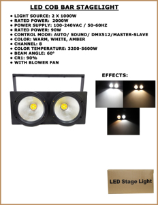 Projecteur LED COB pour scène, éclairage matriciel, blinder, scan, en aluminium, IP20, 2x100W LEDs, blanc neutre 4100K, DMX512, pour jardin - Product Image 4