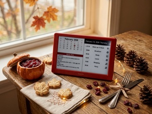Calendrier électronique Intelevia Thanksgiving E-Paper 7 pouces HD, mural ou de bureau, modulaire, avec <span class=keywords><strong>carte</strong></span> Wi-<span class=keywords><strong>Fi</strong></span>, mise à jour automatique, longue autonomie de la batterie, affichage des jours fériés - Product Image 2