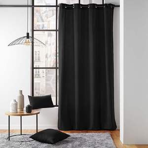 TWILY LINE - Cortina de Ojal de Algodón/Poliéster 135X260CM Negra - Product Image 1