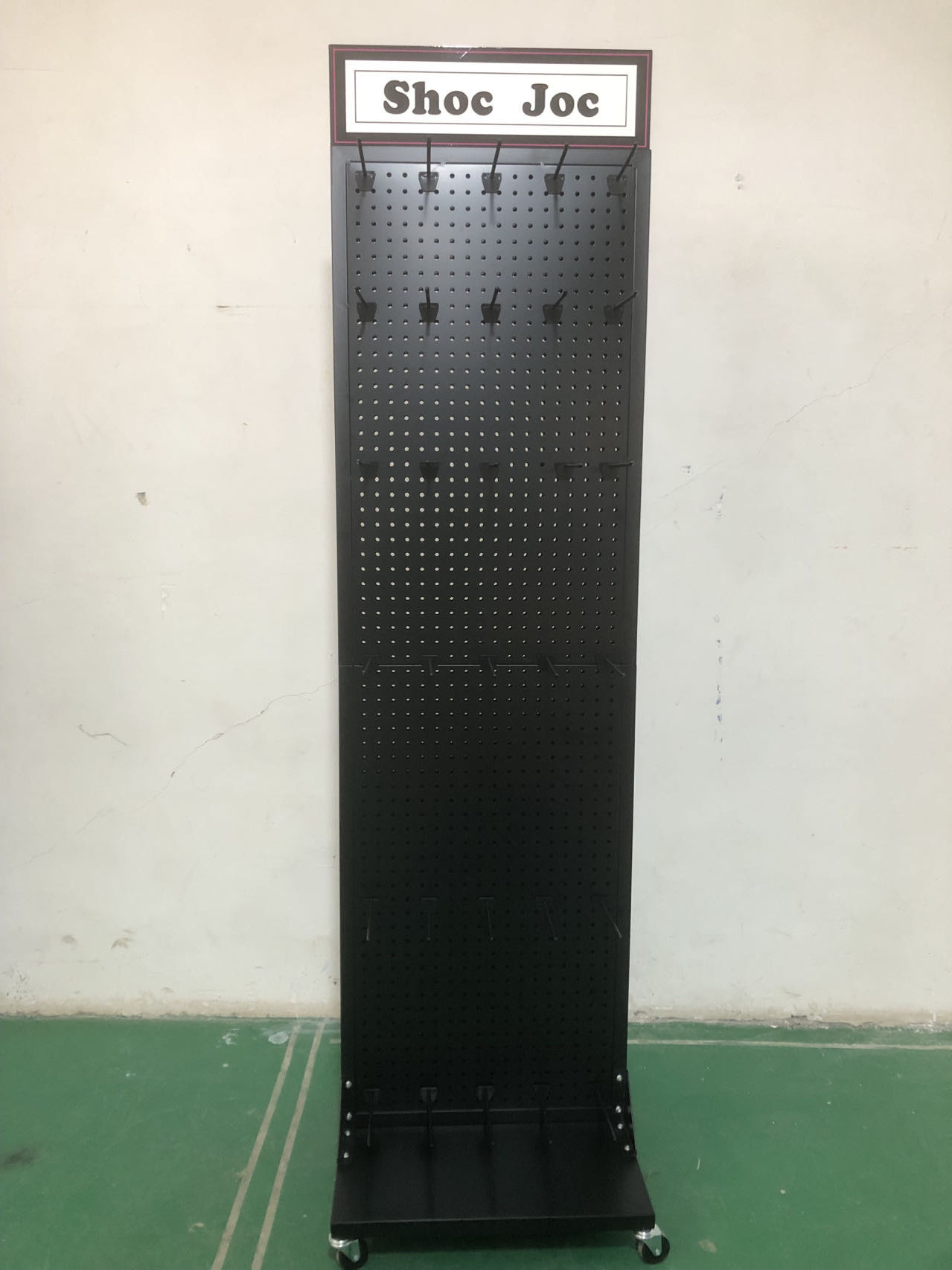 Double-sided Metal Advertising Display Stand with Wheel Custom Logo for Modern Floor Stand for Retail Shops — view 3