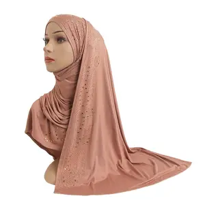 H0132 Algodão jersey hijab envoltório glittering strass cachecol para as mulheres Novo design diamante lenços xale instantâneo
