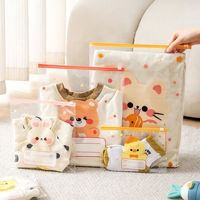 Transparente Wasserdichte Ziplock-Kleidungsaufbewahrungsbeutel mit Cartoon-Druck Wiederverwendbares Kleidungsorganisator-Set Umweltfreundliche Socken-Reisetaschen