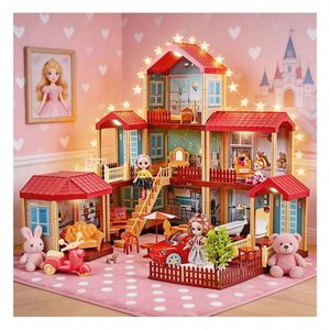 Maison de poupée en plastique DIY de grande taille pour enfants, avec meubles et accessoires, manoir de jeu d'imitation, cadeau pour enfants - Product Image 6
