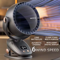 Ventilateur de refroidissement d'air intelligent USB personnalisé pour bureau, montage mural, contrôle numérique, rechargeable, ventilateur à pince pour la maison et le bureau