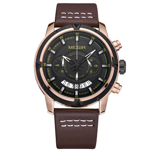 Nuevo reloj para hombre, esfera grande, cronógrafo multifuncional, resistente al agua, reloj de pulsera de cuero genuino - Product Image 2