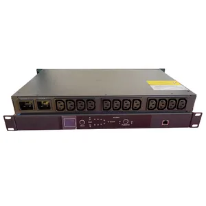 1U Rack Mount Power Strip Auto Transfer Switch (ATS) PDUs With 12*IEC C13 Outlets