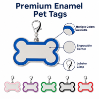 Emaille-Haustier-ID-Anhänger OEM ODM Knochenform Farbiger Rand Zinklegierung Blanko Lasergravur Hund Katze Halsband Karabinerverschluss Individueller Name