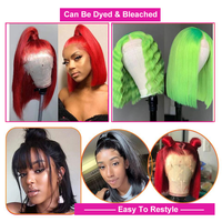 Perruques Bob Courtes en Cheveux Humains avec Dentelle Transparente HD 13x4, Perruques Courtes Bob en Dentelle Suisse HD, Perruques Courtes Pixie Cut pour Femmes