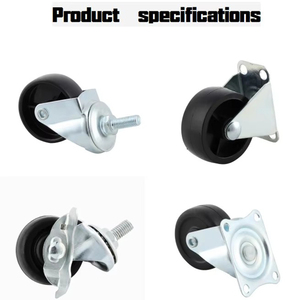 Roulettes à vis en PP noir de 3 pouces sans frein, roulements à billes, robustes, modernes, pour chariots industriels - Product Image 5
