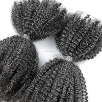 ANNA harga pabrik ekstensi rambut manusia garam & lada rambut Brasil rambut Afro Kinky 4C rambut jumlah besar untuk mengepang putaran
