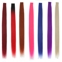 Extensiones de Cabello Sintético Liso Rizado de 26 Pulgadas, Ligeras, Naturales y Suaves, 20 Piezas, 50g, Plateado, Gris, Rojo, Azul
