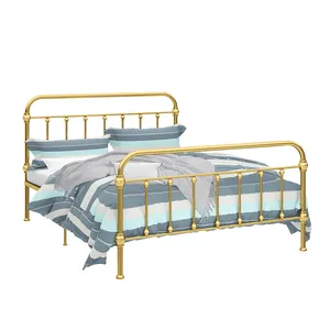 Cama de ferro infantil kd, estrutura de cama moderna e dupla de aço com plataforma de metal para armazenamento, cama