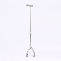 Canne de marche universelle à hauteur réglable en acier inoxydable à quatre pieds avec poignée confortable pour personnes âgées et handicapées, aide à la mobilité