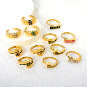 แหวนสี่เหลี่ยมประดับเพชรทรงเรขาคณิต แหวนสแตนเลสแบบเปิด เครื่องประดับแฟชั่นสำหรับทุกเพศ เหมาะสำหรับงานปาร์ตี้ - Product Image 1