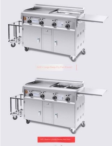 Remorque de restauration mobile en acier inoxydable avec <span class=keywords><strong>friteuse</strong></span>, plancha à gaz, pour petit-déjeuner, hamburgers et hot-dogs - Product Image 5