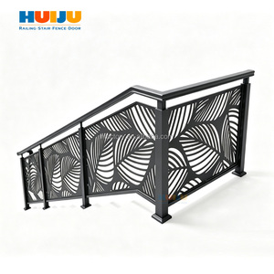 HJ House scala interna taglio Laser ringhiera corrimano <span class=keywords><strong>in</strong></span> alluminio metallo curvo interno ringhiera artistica - Product Image 2