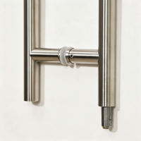Poignée de porte en verre verticale longue en acier inoxydable 304 avec serrure à clé, poignée de sécurité pour porte d'entrée en verre de magasin commercial