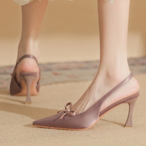 Zapatos de Novia de Moda para Mujer, Zapatos de Tacón de Cuero Rosa para Boda, Estilo Coreano, Sandalias de Tacón Delgado de Satén Cómodas y de Lujo con Lazo - Product Image 2