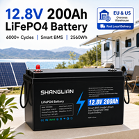 Batterie au lithium fer phosphate 12,8 V 200 Ah 2560 Wh à décharge profonde IP65 pour camping-car, marine, alimentation de secours hors réseau pour l'approvisionnement en gros