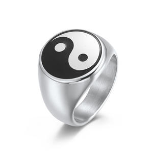 Chinese Style Tai Chi Diagram Titanium Steel Men's <b>Ring</b> Yin Yang Symbol Gift Jewelry Black Color - Product Image 5