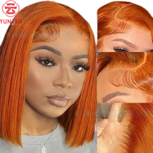 วิกผมบ๊อบสีส้มขิงแบบจีน ผมแท้ชนิดเรมี่  ฐานลูกไม้โปร่งใส ขนาด 8-14 นิ้ว - Product Image 2