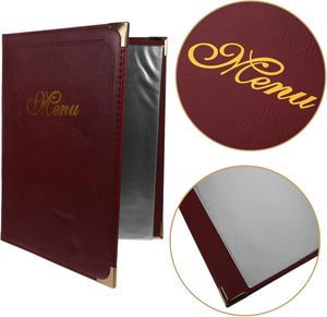 Cubiertas de menú de restaurante <span class=keywords><strong>A4</strong></span>, 14 bolsillos, venta al por mayor, carpeta de archivos de cuero PU de tapa dura, carpeta de presentación de logotipo estampado en caliente - Product Image 1