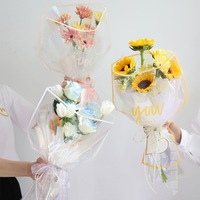 Fournitures d'emballage pour fleuristes en gros, étui imperméable de forme spéciale pour plusieurs tiges de fleurs, cadre simple, sac d'emballage pour bouquet frais