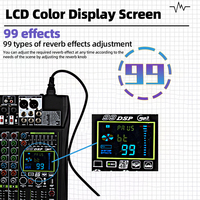Console de mixage audio 8 canaux avec 99 effets DSP, lecture MP3 et Bluetooth, alimentation fantôme 48V, égaliseur 7 bandes pour studio, enregistrement musical et contrôleur DJ