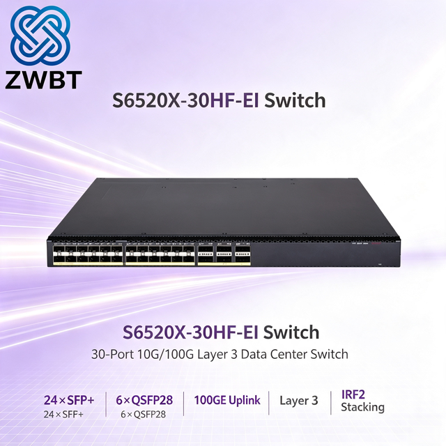 H3C S6520X-30HF-EI 30-Port 10Gbps POE Ethernet Switch with SNMP QoS VLAN L3 in Stock