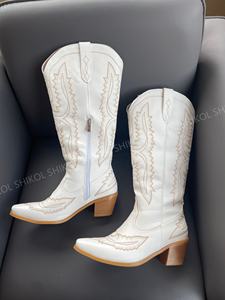 SHIKOL, <span class=keywords><strong>botas</strong></span> de vaquero para mujer, zapatos de fiesta extra anchos de pantorrilla para hermana, cuero para exteriores, Festival de música country, <span class=keywords><strong>botas</strong></span> hasta la rodilla, vaquera - Product Image 5