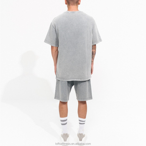 T-Shirt e Shorts <span class=keywords><strong>Beige</strong></span> Vintage oversize da <span class=keywords><strong>uomo</strong></span> in cotone Vintage leggero e leggero estivo personalizzato <span class=keywords><strong>tuta</strong></span> da ginnastica 2 pezzi - Product Image 3