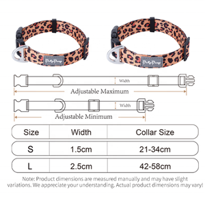 Gepersonaliseerde hondenhalsband met luipaardprint, duurzaam nylon, verstelbaar, fabrikant, metalen D-ring, snelgesp - Product Image 4