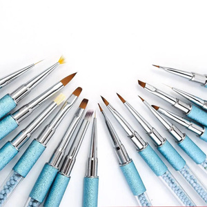 Ensemble de pinceaux à ongles bleus pour nail art, détails, liner, peinture 3D, gel acrylique, manucure française, pour usage en salon - Product Image 5
