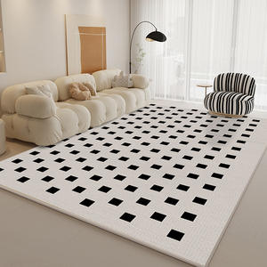 Tapis d'intérieur en boucle à poils ras, motif géométrique, crème, luxe léger, imperméable, résistant aux taches, pour chambre à coucher, chevet, salon - Product Image 6