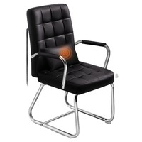 Fauteuil de bureau ergonomique en cuir PU avec accoudoirs fixes, pieds en acier inoxydable, support de massage, design confortable pour les longues sessions assises