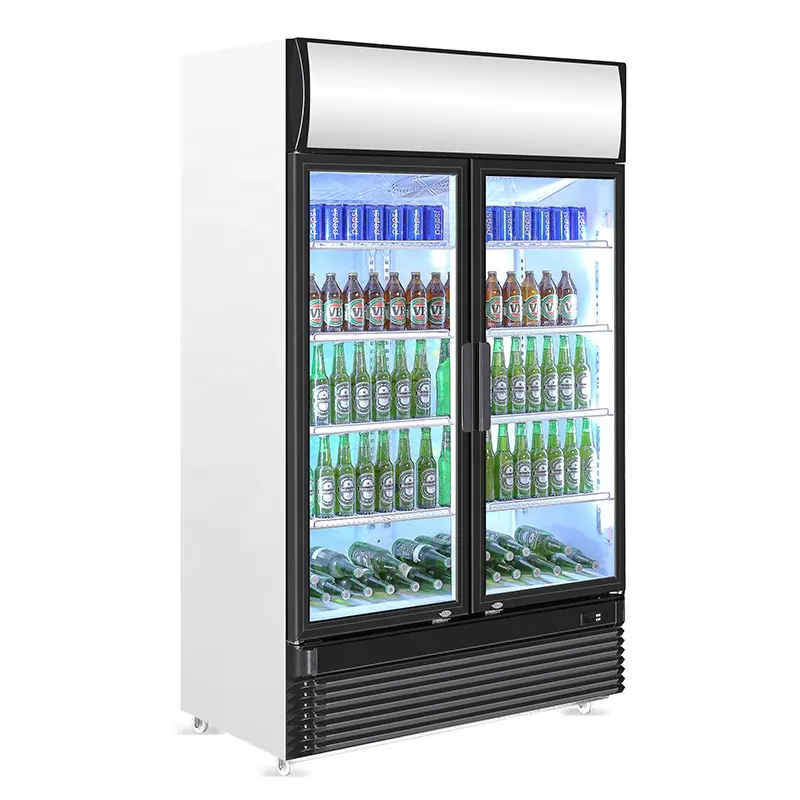 750L Display Koelkast Glazen Deur Grote Capaciteit Terug Bar Cooler Beverage Koelkast Drankjes Showcase Vriezer