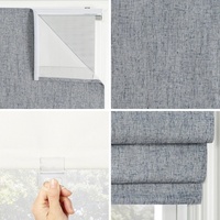 Store romain bleu sans cordon, occultant total 100%, texturé uni, style moderne, isolant thermique, pour hôtel et bureau