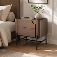 Table de chevet moderne en bois laqué or rose à 2 tiroirs, table de chevet et table de nuit pour hôtel, appartement, villa