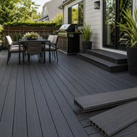 Tarima de WPC Antideslizante Ynori, Diseño de Madera Hueca Color Carbón, 25mm 160mm, Canal Redondo para Borde de Piscina, Impermeable, Directo de Fábrica