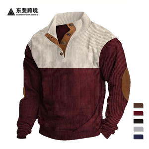 Sweat-shirt décontracté homme automne-hiver, col montant en velours côtelé, color-block, respirant, grande taille, pour le commerce transfrontalier - Product Image 4