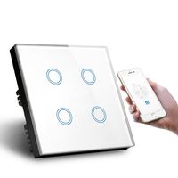 86mm UK Standard Smart Wifi Touch Switch 4Gang 2Way Alexa & Google Home Control 10A Max. Courant 240V Max. Panneau en verre de tension