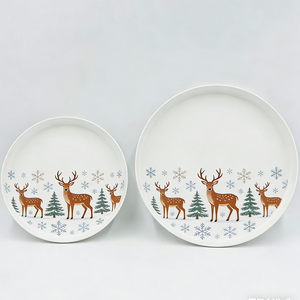 Assiettes <span class=keywords><strong>en</strong></span> mélamine de Noël de haute qualité, design nouveau, écologiques, biodégradables, sans BPA, durables, <span class=keywords><strong>pour</strong></span> dessert et dîner - Product Image 1