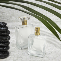 Flacons de parfum en verre transparents rectangulaires de 100 ml avec pompe pulvérisatrice pour sérums de soin et huiles essentielles, sérigraphiés, sans diffuseur à bâtonnets