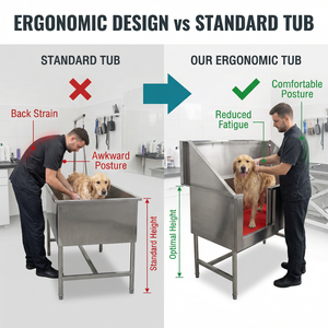 Meilleure baignoire pour animaux de compagnie, durable, en acier inoxydable robuste, pour toilettage professionnel des chiens, avec rampe et robinet, taille personnalisée - Product Image 5