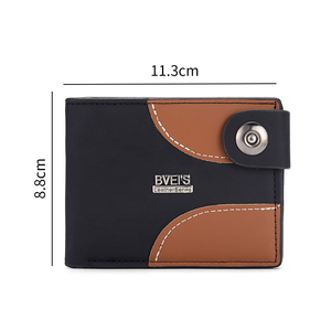 Nhà Máy Bán buôn Retro từ khóa của nam giới PU Ví Dây Kéo Gấp Ví Ngắn RFID ví da - Product Image 2