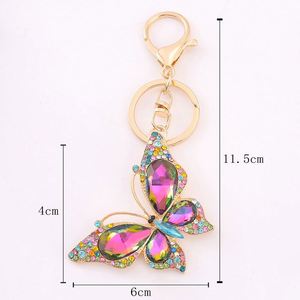Wholesale Rhinestone Butterfly Keychain Colored Crystal Alloy Car <b>Keyring</b> Fashion Backpack Pendant - Product Image 2